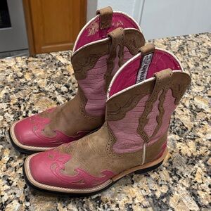 Ariat Brown and Pink Girls' Western Boots